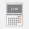 Double 2 x A4 (297x210mm), open A3 (297x420mm)