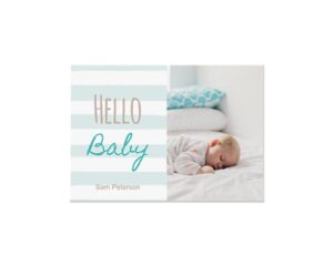 Hello Baby Stripe Landscape Flat Greeting Card
