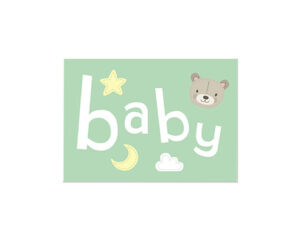 Mint Baby Bear Landscape Flat Greeting Card