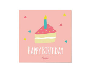 Pink Cake Square Flat Birthday Card