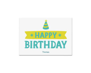 Party Hat Landscape Flat Birthday Card