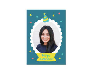 Teal Portrait Flat Birthday Card