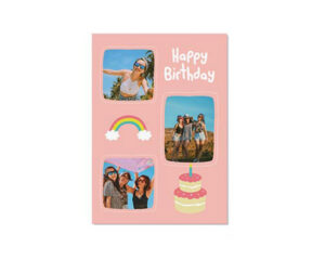 Pink Birthday Cake Portrait Flat Birthday Card