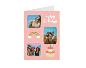 Pink Birthday Cake Portrait Birthday Card