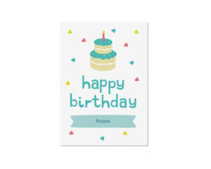 Blue Birthday Cake Portrait Flat Birthday Card