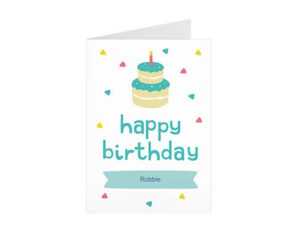 Blue Birthday Cake Portrait Birthday Card