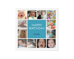 Blue Collage Square Flat Birthday Card