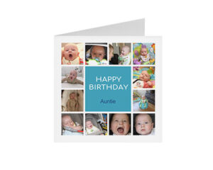Blue Collage Square Birthday Card
