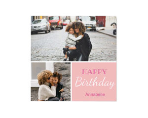 Pink Collage Square Flat Birthday Card