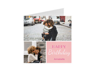 Pink Collage Square Birthday Card