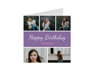 Purple Collage Square Birthday Card