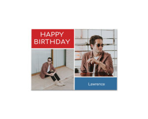 Red and Blue Landscape Flat Birthday Card