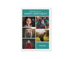 Teal Collage Portrait Flat Birthday Card