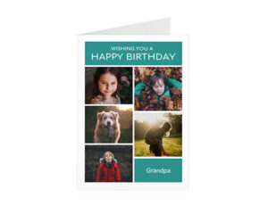 Teal Collage Portrait Birthday Card
