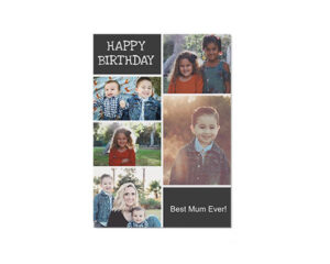Black Collage Portrait Flat Birthday Card