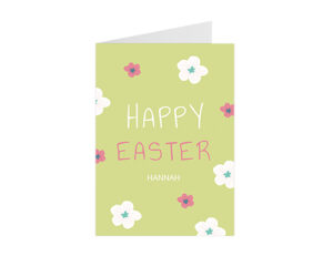 Green Floral Happy Easter Portrait Greeting Card