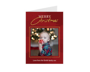 Burgundy and Gold Portrait Christmas Card