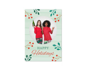 Happy Holidays Mint Foliage Portrait Flat Card