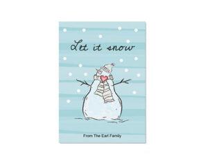 Let it Snow Snowman Portrait Holiday Flat Card