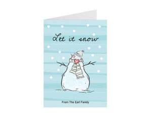 Let it Snow Snowman Portrait Holiday Greeting Card
