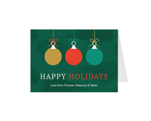 Happy Holidays Baubles Landscape Greeting Card