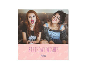 Baby Pink Unicorn Square Flat Birthday Card