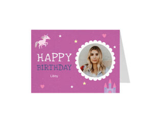 Purple Unicorn Landscape Birthday Card