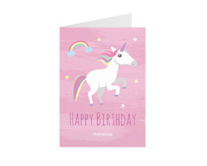 Pink Unicorn Portrait Birthday Card