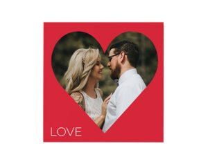 Red Love Heart Square Flat Card