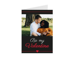 Black Be My Valentine Portrait Folded Card