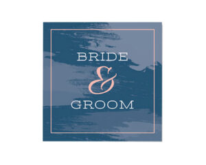 Navy Bride and Groom Square Flat Wedding Card