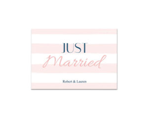 Striped Just Married Landscape Flat Wedding Card