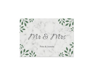 Marble and Leaves Landscape Flat Wedding Card